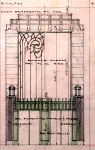 Palace Mount Entrance Design. Detail of General Drawing #22. Ink on glazed linen